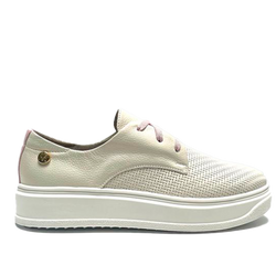 ZAPATO PLANO MUJER EN CUERO CON CORDÓN