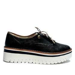 ZAPATO PLANO DE CORDÓN MUJER  EN CUERO