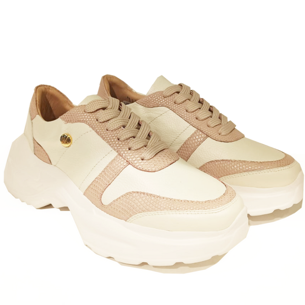 TENIS  DE CORDÓN MUJER  EN CUERO