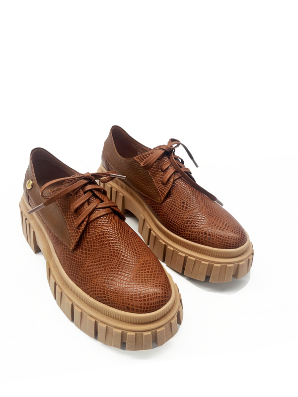 ZAPATO PLANO MUJER EN CUERO CON CORDÓN